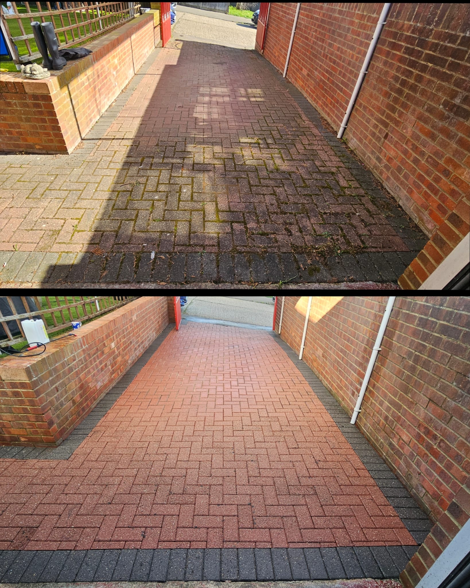 Driveway before and after cleaning
