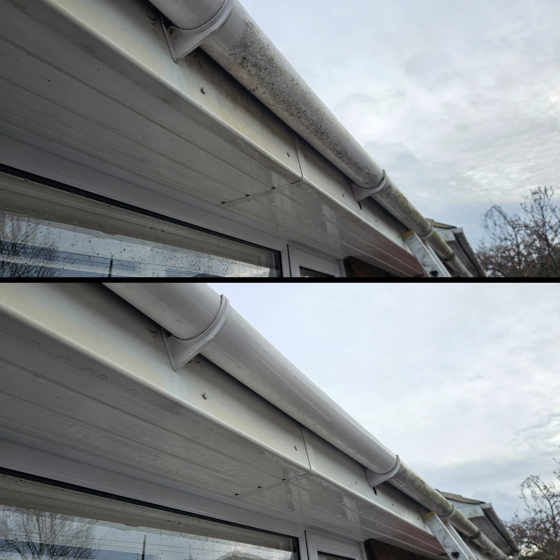 Fascias and soffits before and after cleaning